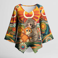 Baby Monkey Punch Kimono Sleeve Blouse Retro 70S Hippie Style Groovy Spring
