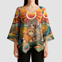 Baby Monkey Punch Kimono Sleeve Blouse Retro 70S Hippie Style Groovy Spring