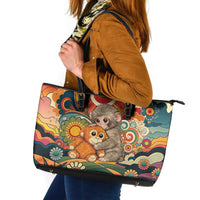 Baby Monkey Punch Leather Tote Bag Retro 70S Hippie Style Groovy Spring