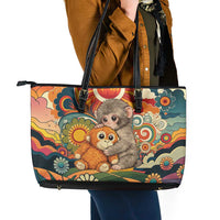 Baby Monkey Punch Leather Tote Bag Retro 70S Hippie Style Groovy Spring