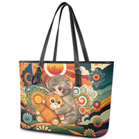 Baby Monkey Punch Leather Tote Bag Retro 70S Hippie Style Groovy Spring
