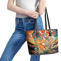 Baby Monkey Punch Leather Tote Bag Retro 70S Hippie Style Groovy Spring