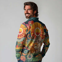 Baby Monkey Punch Long Sleeve Polo Shirt Retro 70S Hippie Style Groovy Spring