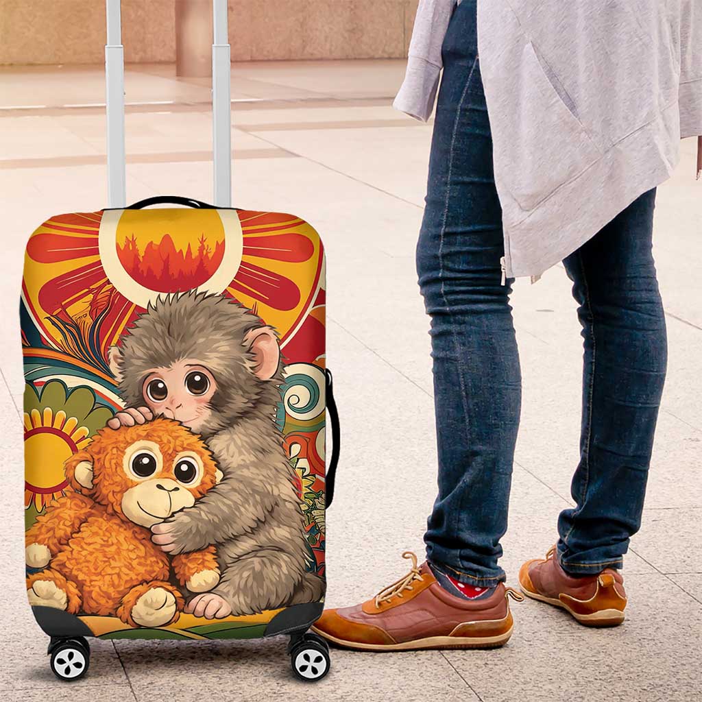 Baby Monkey Punch Luggage Cover Retro 70S Hippie Style Groovy Spring