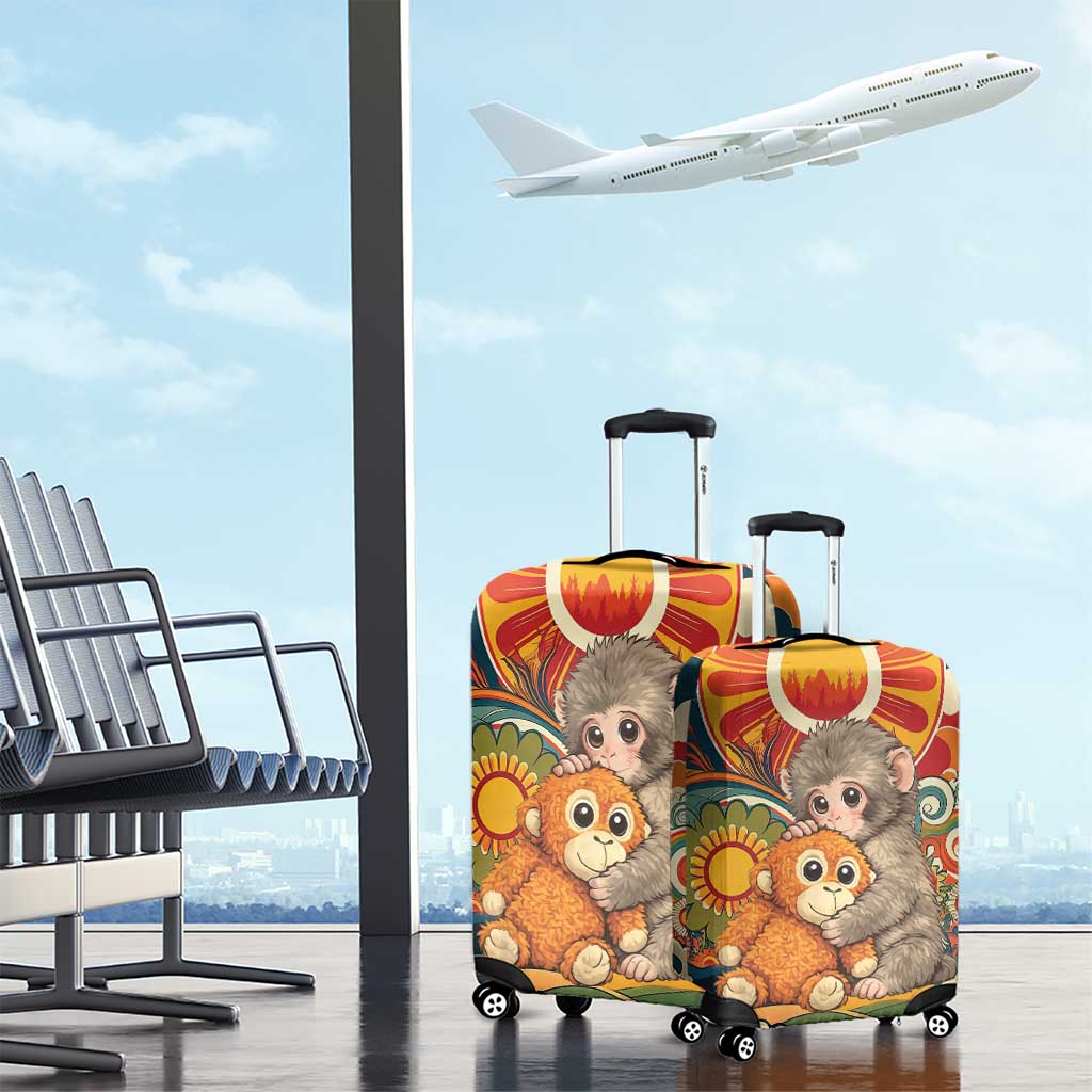 Baby Monkey Punch Luggage Cover Retro 70S Hippie Style Groovy Spring