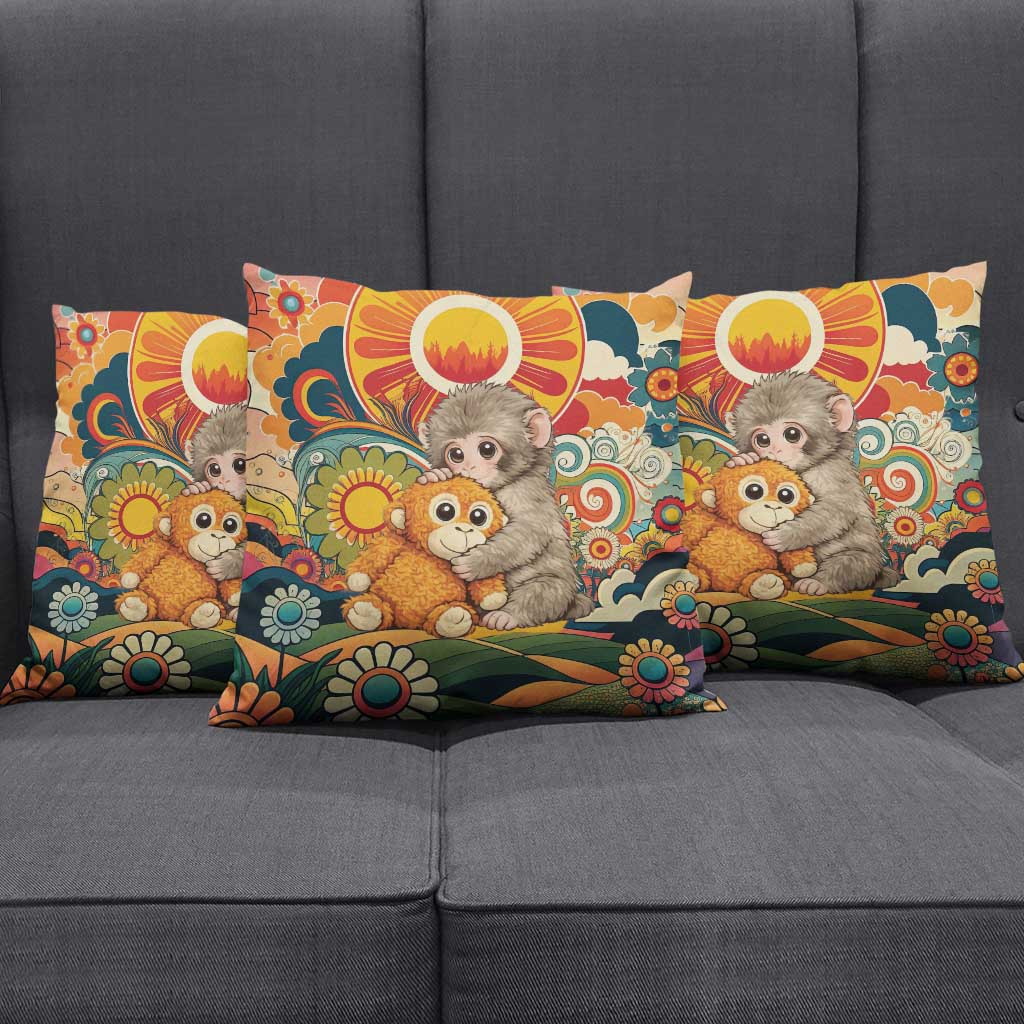 Baby Monkey Punch Pillow Cover Retro 70S Hippie Style Groovy Spring