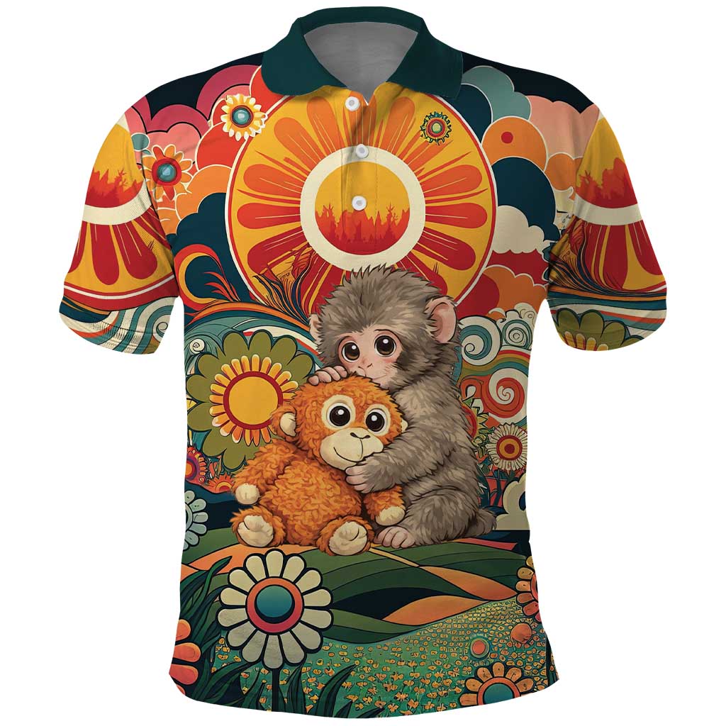 Baby Monkey Punch Polo Shirt Retro 70S Hippie Style Groovy Spring