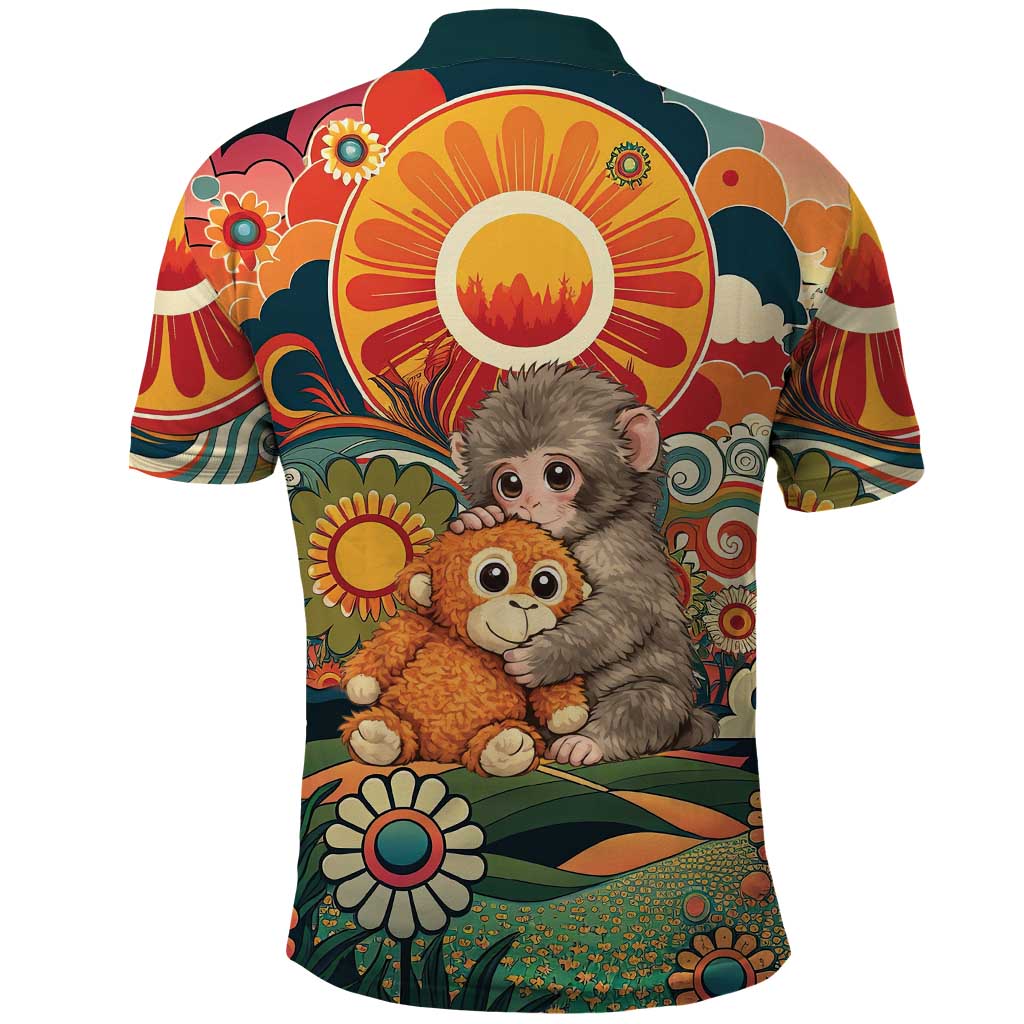Baby Monkey Punch Polo Shirt Retro 70S Hippie Style Groovy Spring