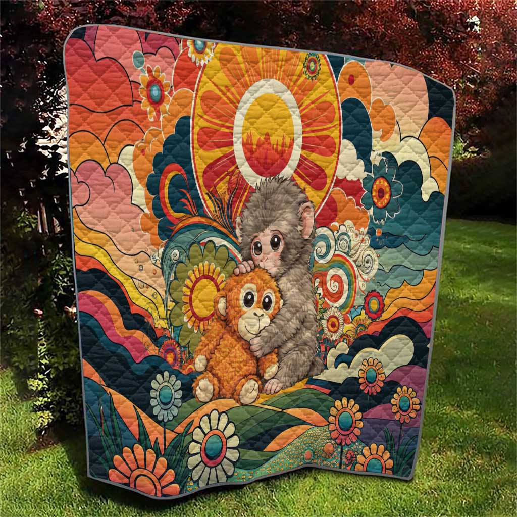 Baby Monkey Punch Quilt Retro 70S Hippie Style Groovy Spring