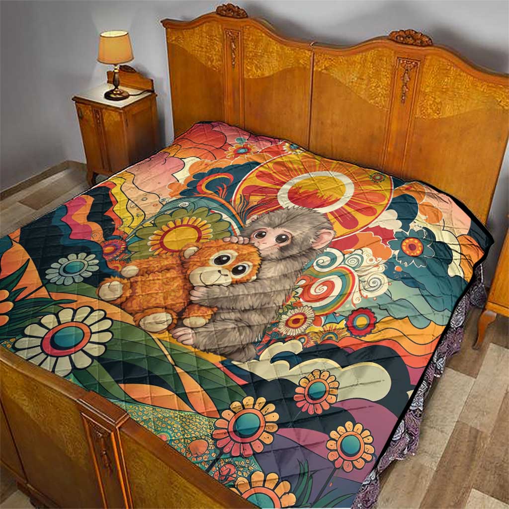 Baby Monkey Punch Quilt Retro 70S Hippie Style Groovy Spring