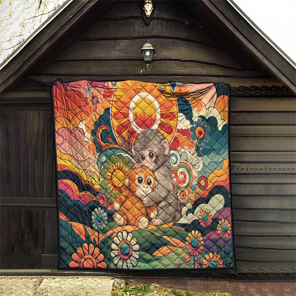 Baby Monkey Punch Quilt Retro 70S Hippie Style Groovy Spring