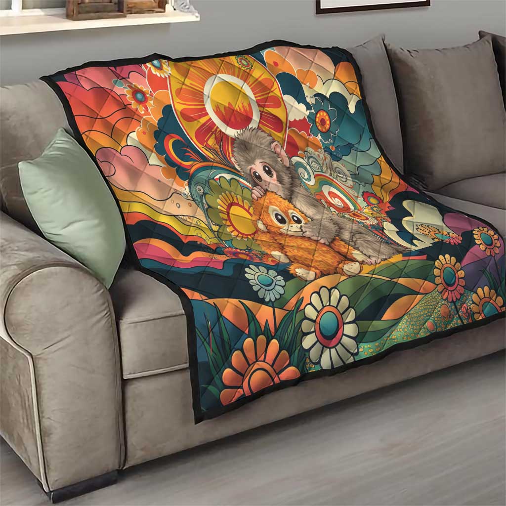 Baby Monkey Punch Quilt Retro 70S Hippie Style Groovy Spring