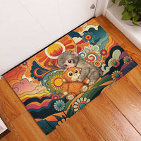 Baby Monkey Punch Rubber Doormat Retro 70S Hippie Style Groovy Spring