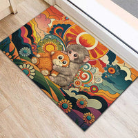 Baby Monkey Punch Rubber Doormat Retro 70S Hippie Style Groovy Spring