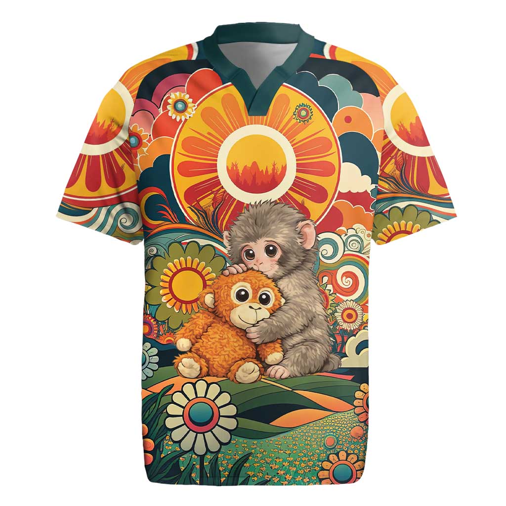 Baby Monkey Punch Rugby Jersey Retro 70S Hippie Style Groovy Spring