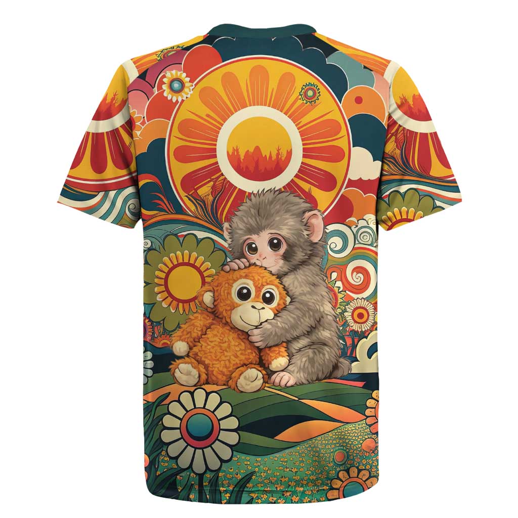 Baby Monkey Punch Rugby Jersey Retro 70S Hippie Style Groovy Spring