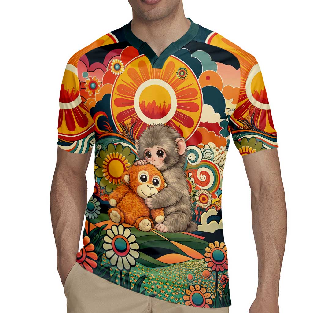 Baby Monkey Punch Rugby Jersey Retro 70S Hippie Style Groovy Spring