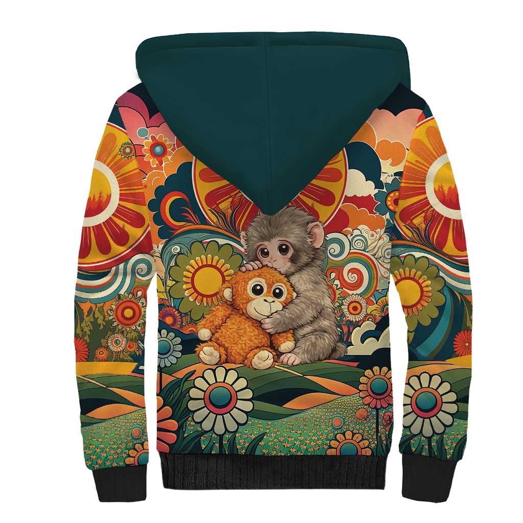 Baby Monkey Punch Sherpa Hoodie Retro 70S Hippie Style Groovy Spring