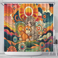 Baby Monkey Punch Shower Curtain Retro 70S Hippie Style Groovy Spring