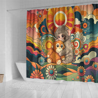Baby Monkey Punch Shower Curtain Retro 70S Hippie Style Groovy Spring