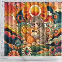 Baby Monkey Punch Shower Curtain Retro 70S Hippie Style Groovy Spring