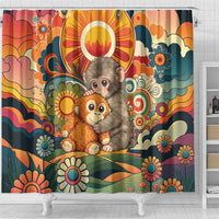 Baby Monkey Punch Shower Curtain Retro 70S Hippie Style Groovy Spring