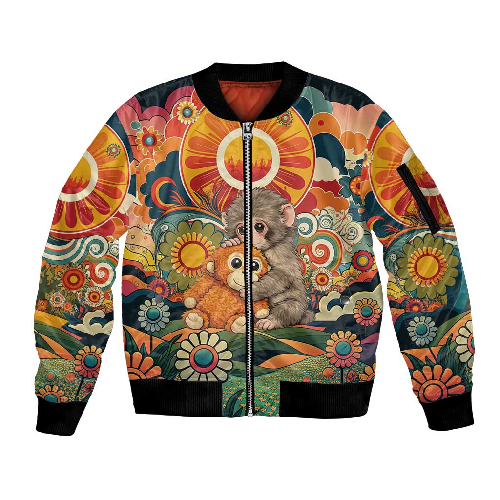 Baby Monkey Punch Sleeve Zip Bomber Jacket Retro 70S Hippie Style Groovy Spring