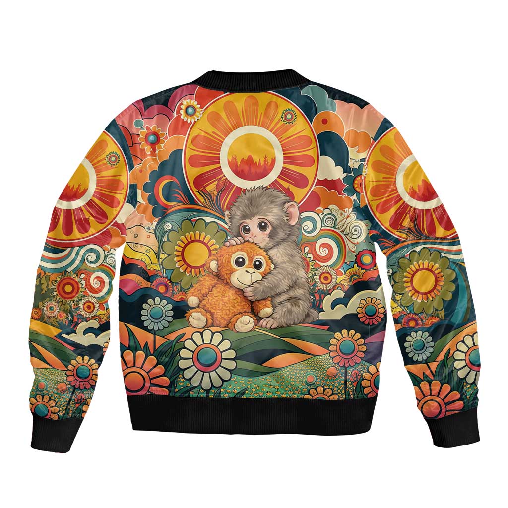 Baby Monkey Punch Sleeve Zip Bomber Jacket Retro 70S Hippie Style Groovy Spring