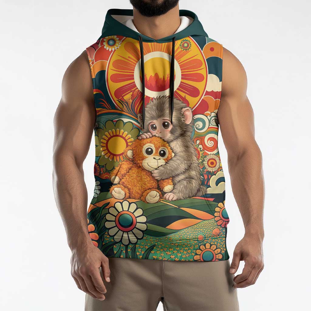 Baby Monkey Punch Sleeveless Hoodie Retro 70S Hippie Style Groovy Spring