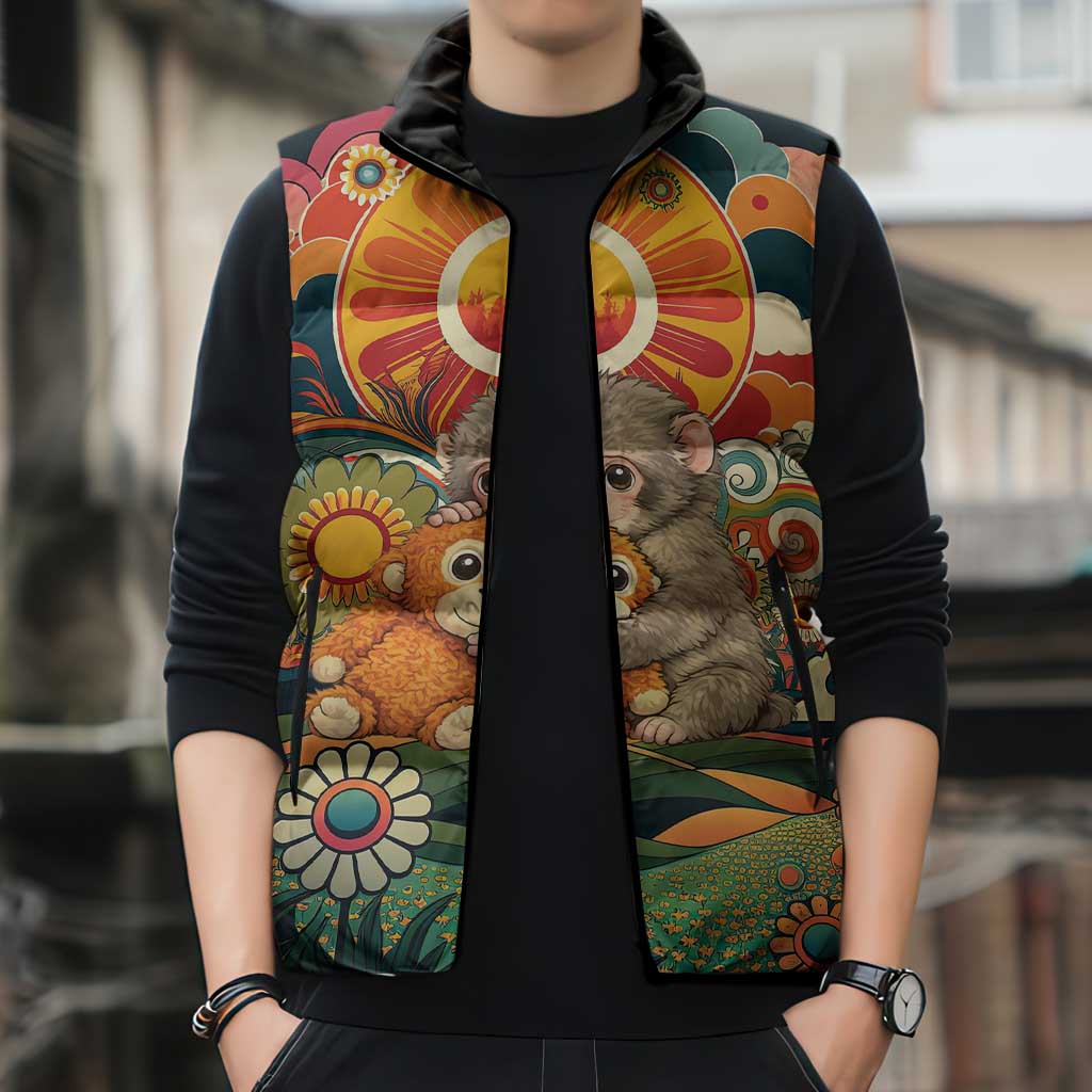 Baby Monkey Punch Sleeveless Puffer Jacket Retro 70S Hippie Style Groovy Spring