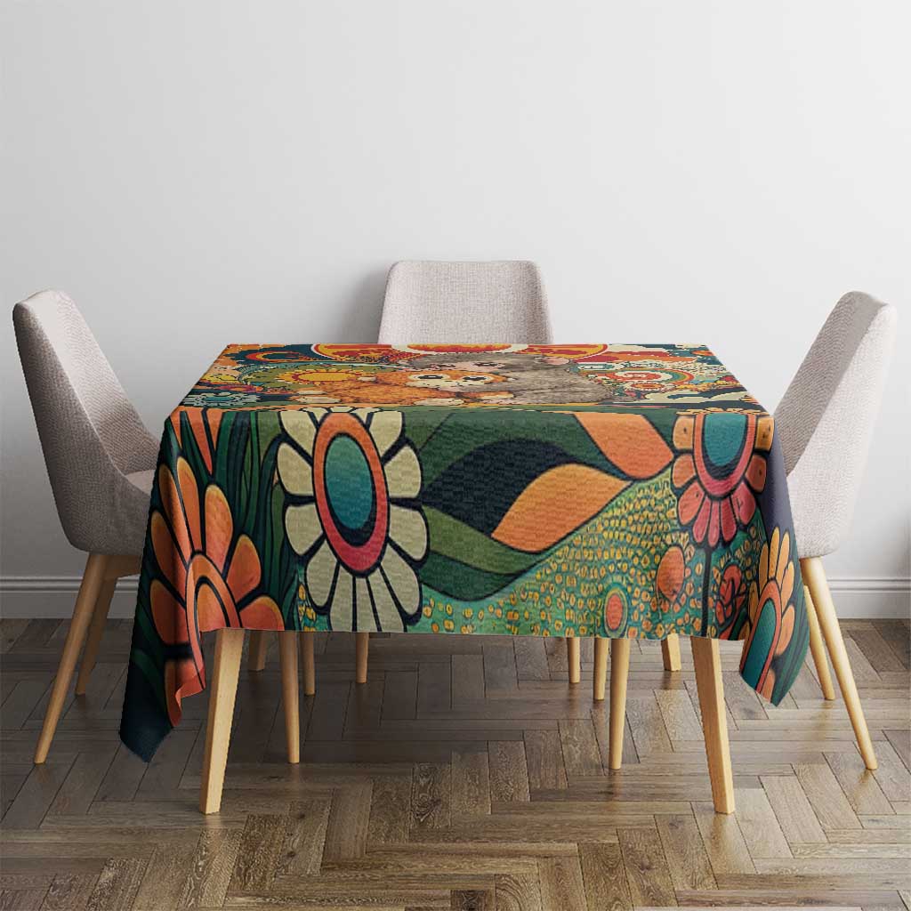 Baby Monkey Punch Tablecloth Retro 70S Hippie Style Groovy Spring