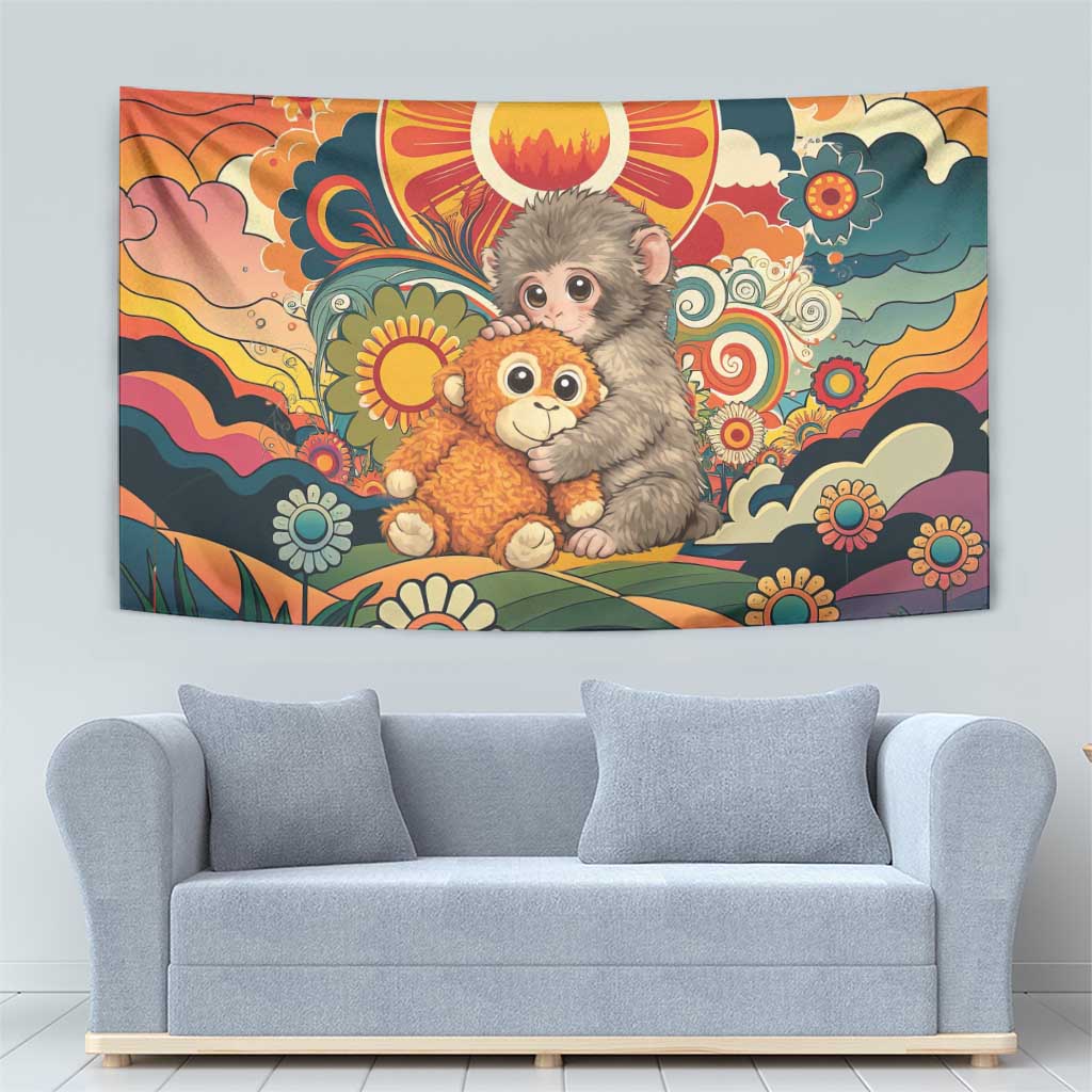 Baby Monkey Punch Tapestry Retro 70S Hippie Style Groovy Spring