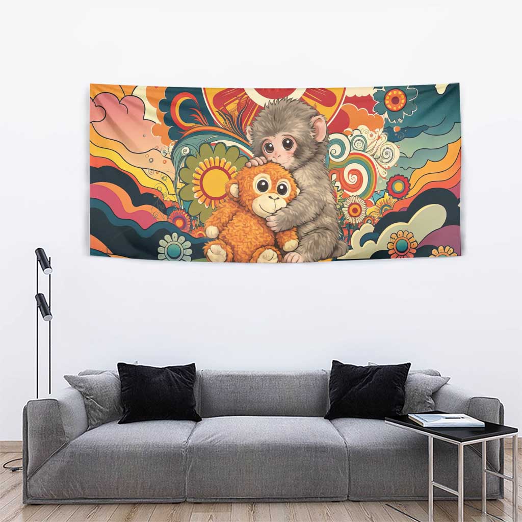 Baby Monkey Punch Tapestry Retro 70S Hippie Style Groovy Spring