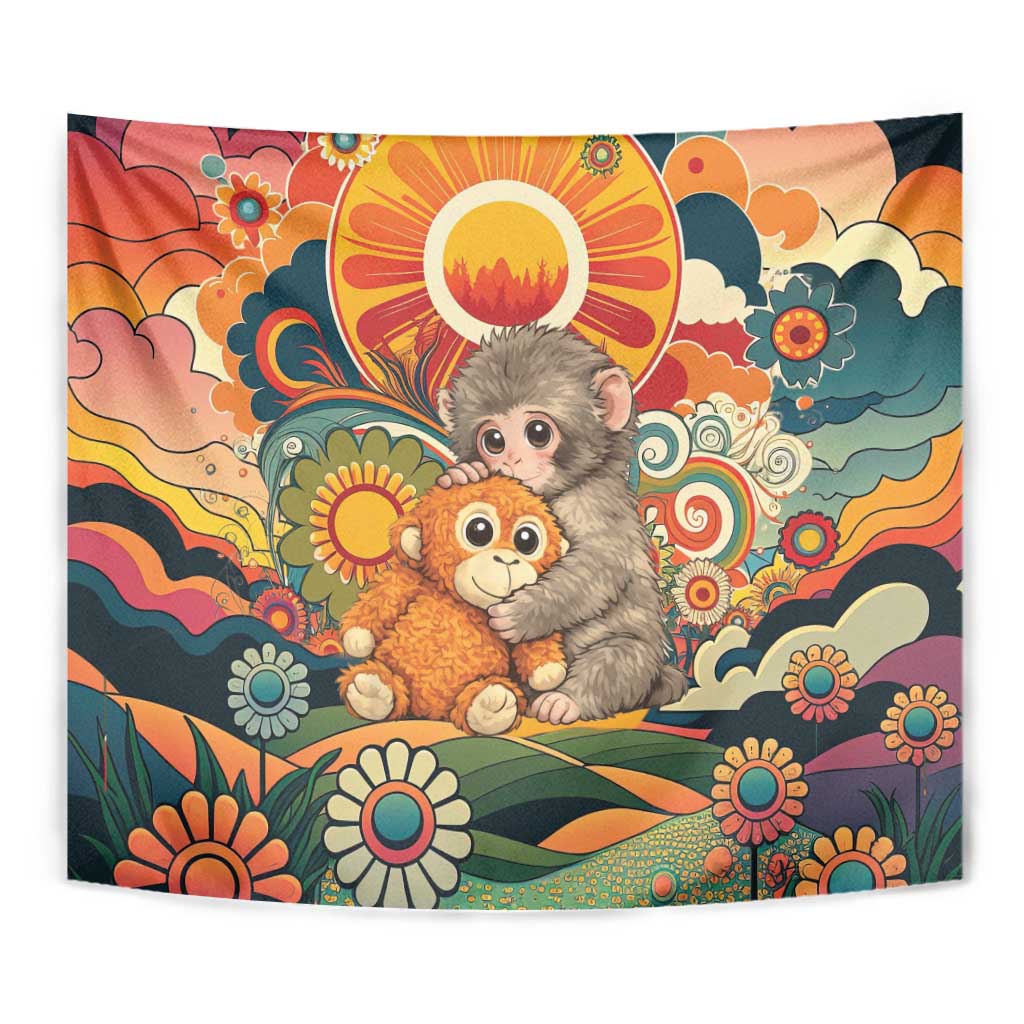 Baby Monkey Punch Tapestry Retro 70S Hippie Style Groovy Spring