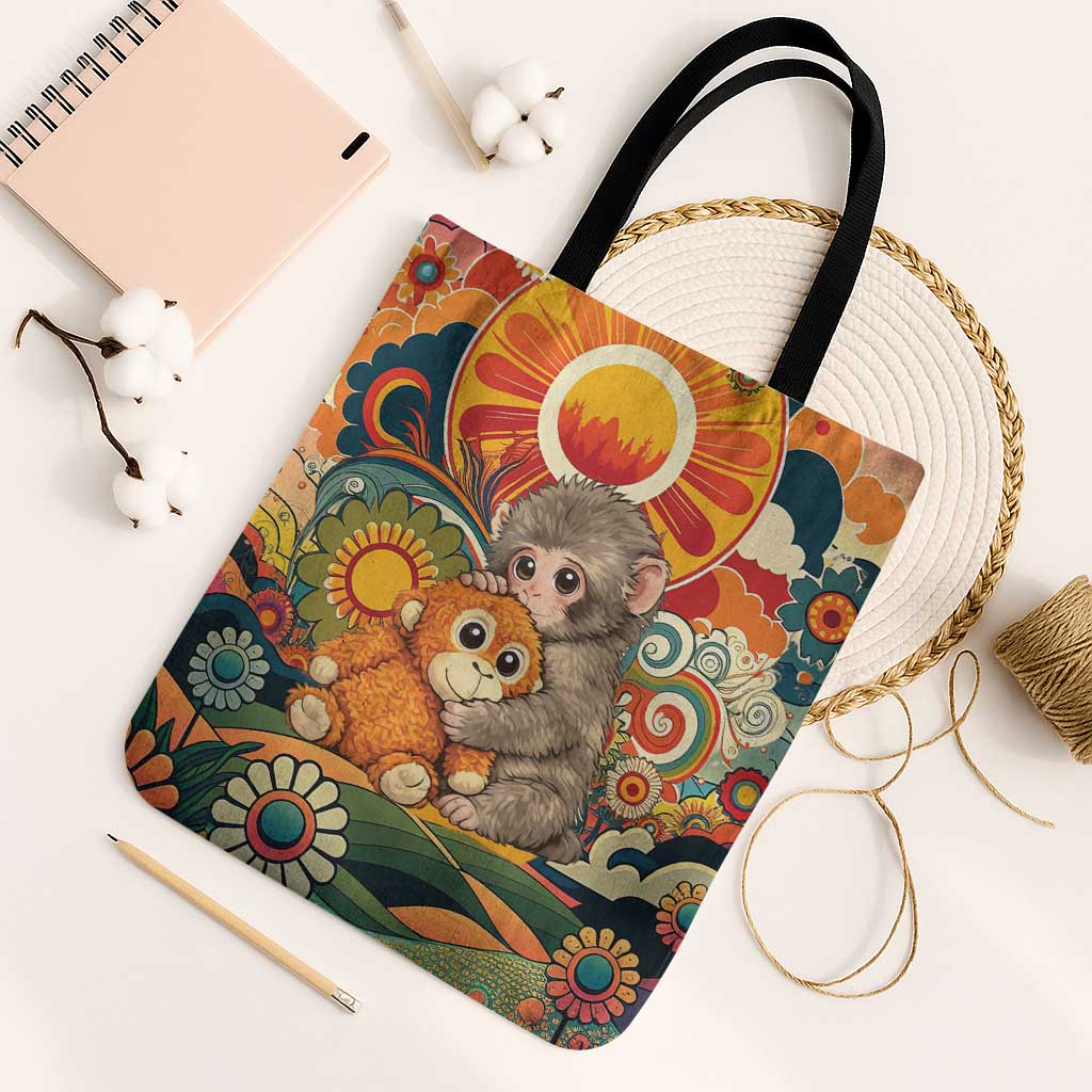 Baby Monkey Punch Tote Bag Retro 70S Hippie Style Groovy Spring