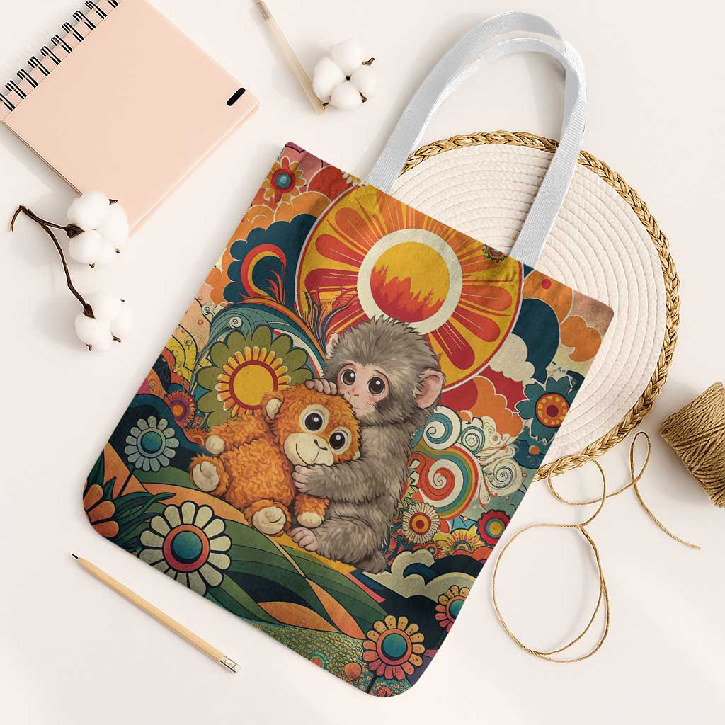 Baby Monkey Punch Tote Bag Retro 70S Hippie Style Groovy Spring