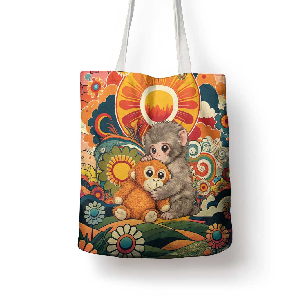 Baby Monkey Punch Tote Bag Retro 70S Hippie Style Groovy Spring