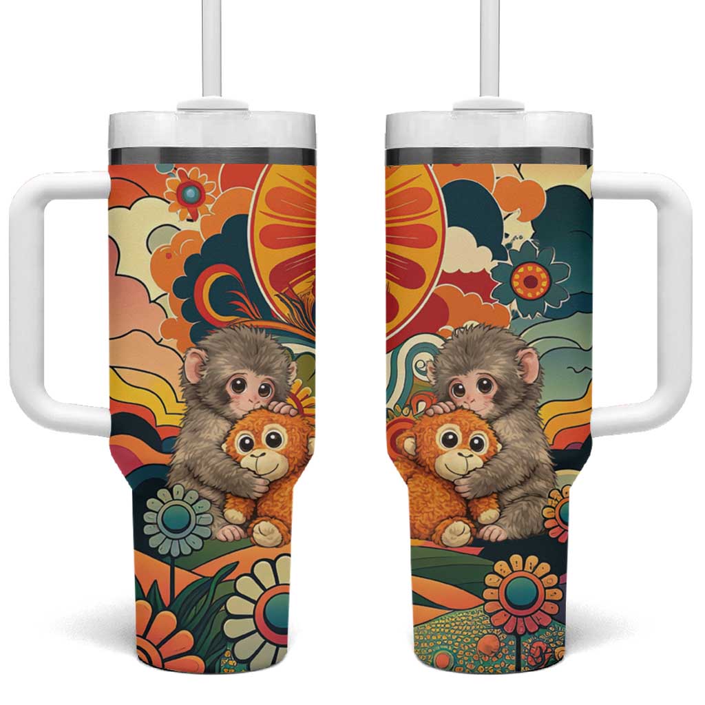 Baby Monkey Punch Tumbler With Handle Retro 70S Hippie Style Groovy Spring