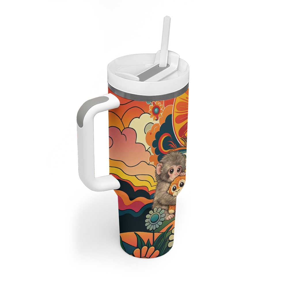Baby Monkey Punch Tumbler With Handle Retro 70S Hippie Style Groovy Spring