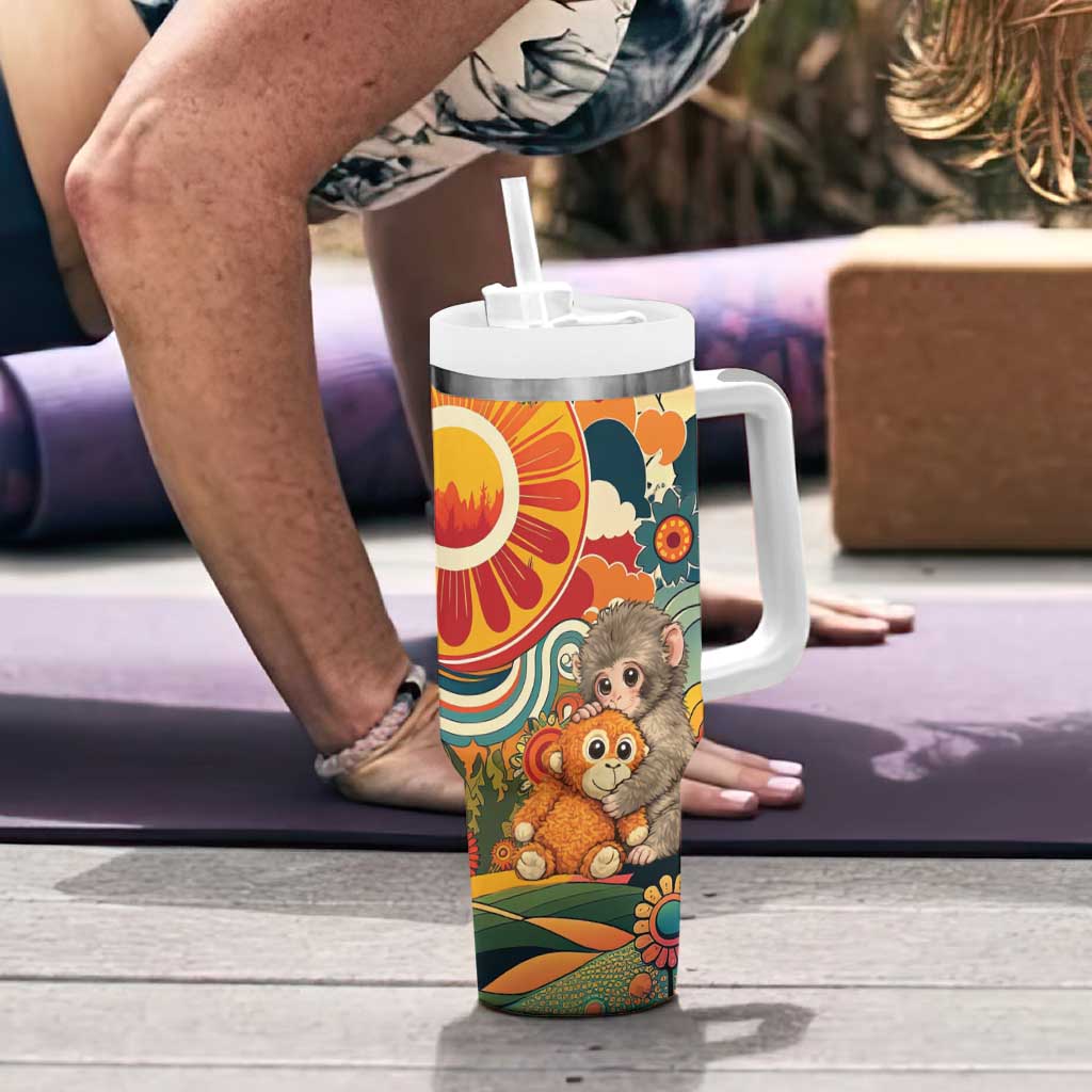 Baby Monkey Punch Tumbler With Handle Retro 70S Hippie Style Groovy Spring