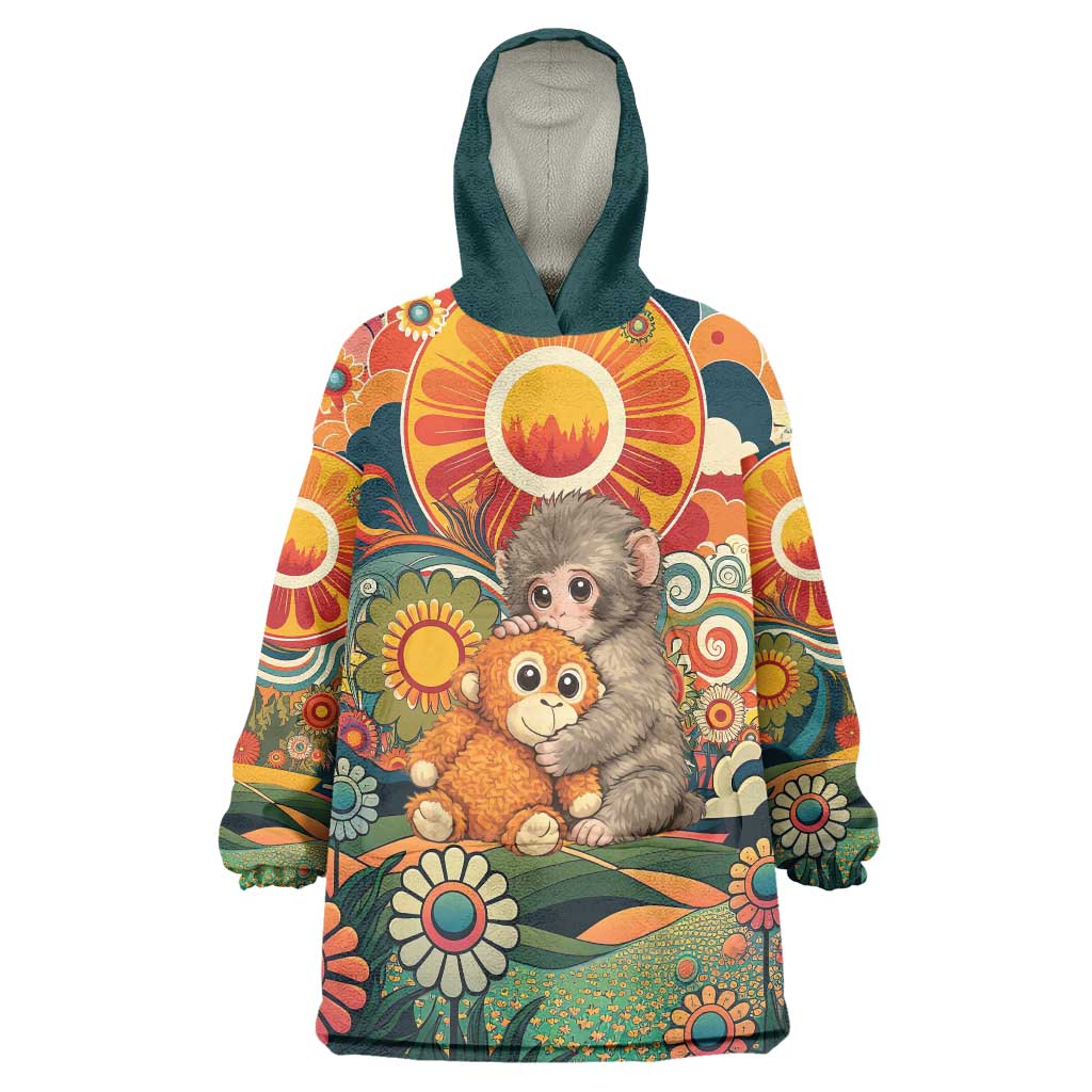 Baby Monkey Punch Wearable Blanket Hoodie Retro 70S Hippie Style Groovy Spring