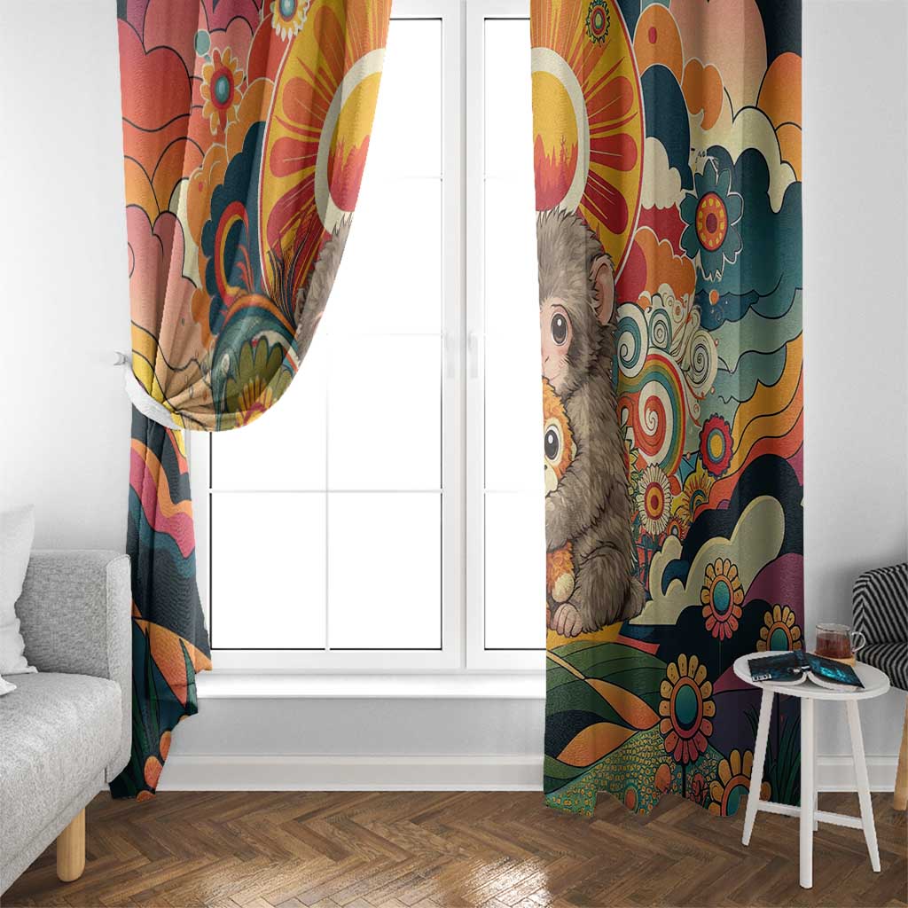Baby Monkey Punch Window Curtain Retro 70S Hippie Style Groovy Spring