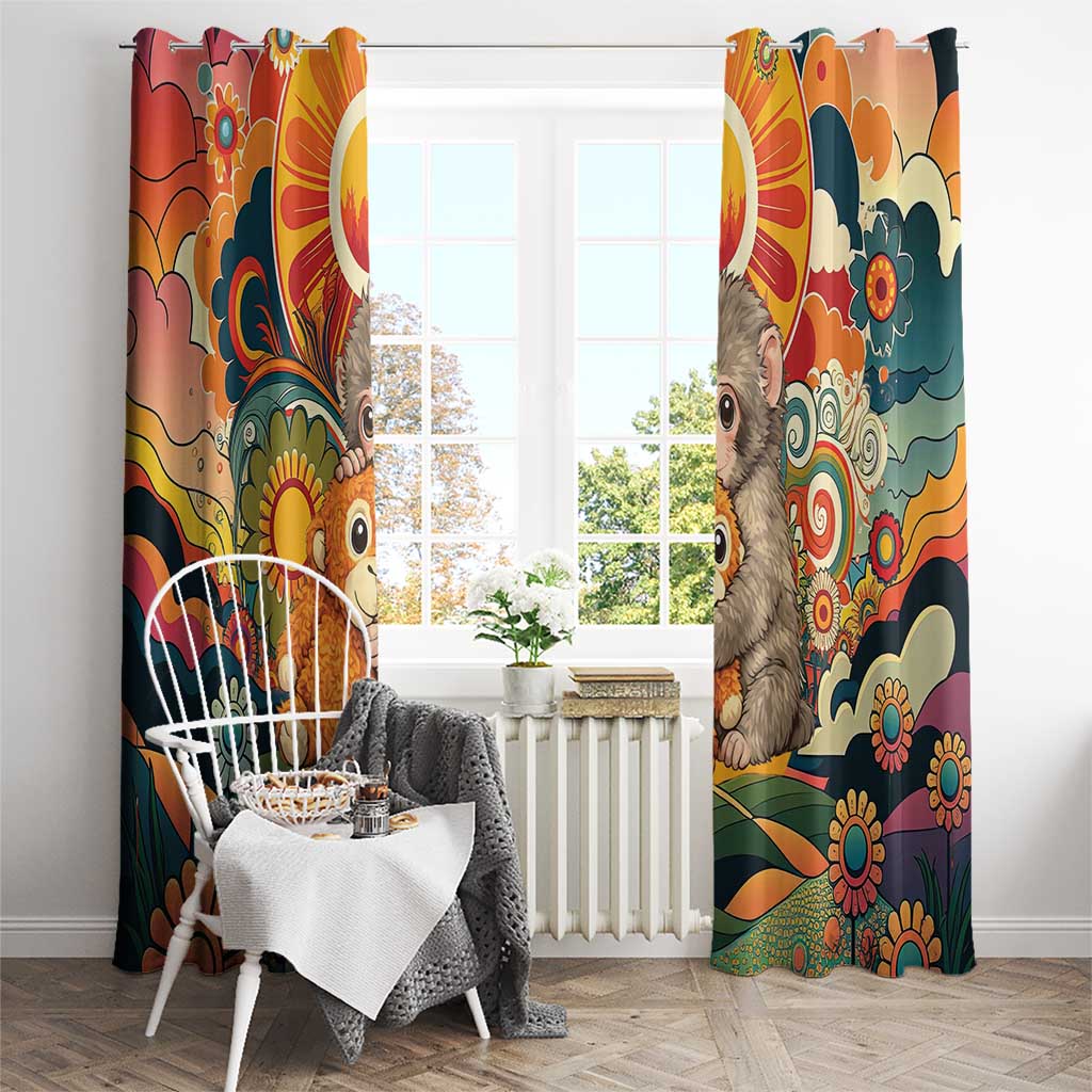 Baby Monkey Punch Window Curtain Retro 70S Hippie Style Groovy Spring