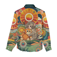 Baby Monkey Punch Women Casual Shirt Retro 70S Hippie Style Groovy Spring