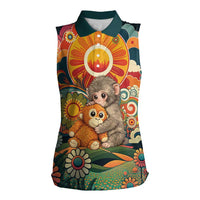 Baby Monkey Punch Women Sleeveless Polo Shirt Retro 70S Hippie Style Groovy Spring