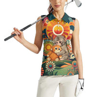 Baby Monkey Punch Women Sleeveless Polo Shirt Retro 70S Hippie Style Groovy Spring