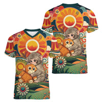 Baby Monkey Punch Women V-Neck T-Shirt Retro 70S Hippie Style Groovy Spring