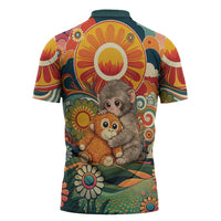 Baby Monkey Punch Zipper Polo Shirt Retro 70S Hippie Style Groovy Spring