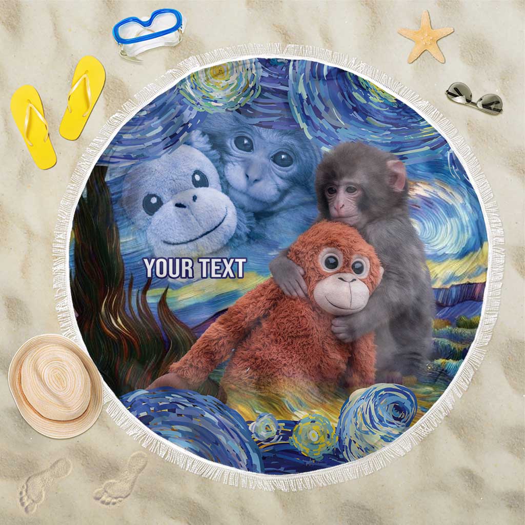 Baby Monkey Punch Personalized Beach Blanket Starry Night Inspired