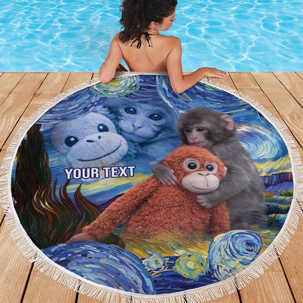 Baby Monkey Punch Personalized Beach Blanket Starry Night Inspired